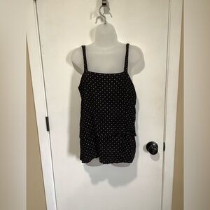 bobeau Black Printed Spaghetti-Strap Camisole